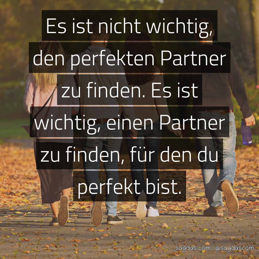 Es ist nicht wichtig, den perfekten Partner zu finden. Es ist wichtig, einen Partner zu finden, für den du perfekt bist.