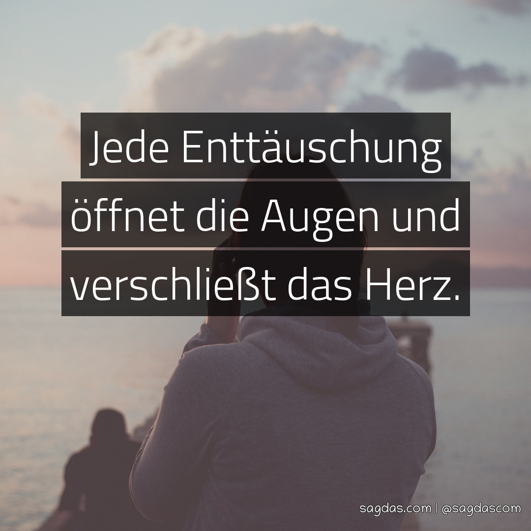 Spruch: Jede Enttäuschung öffnet die Augen und - sagdas