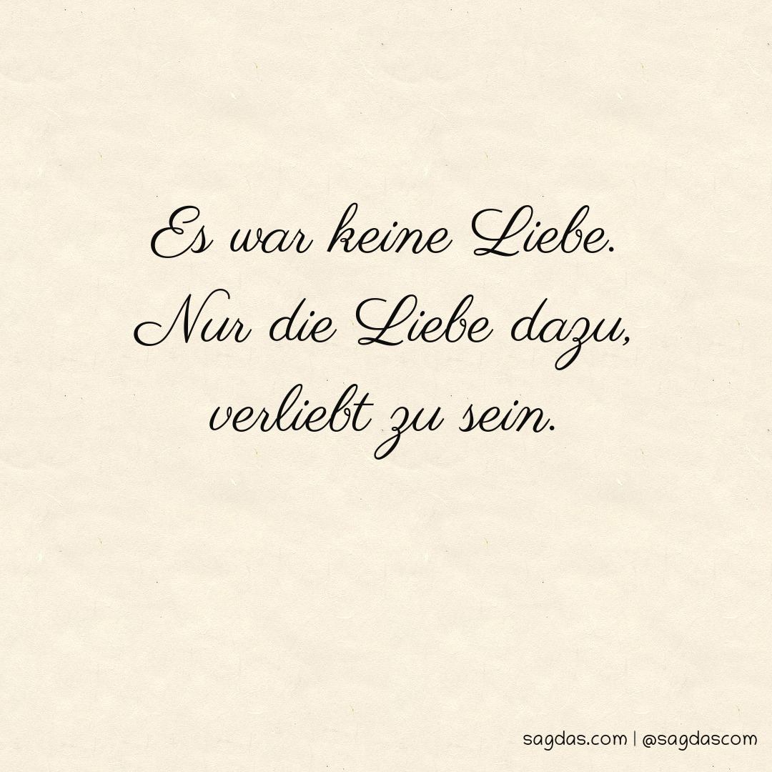 Spruch Es war keine Liebe. Nur die Liebe dazu, sagdas