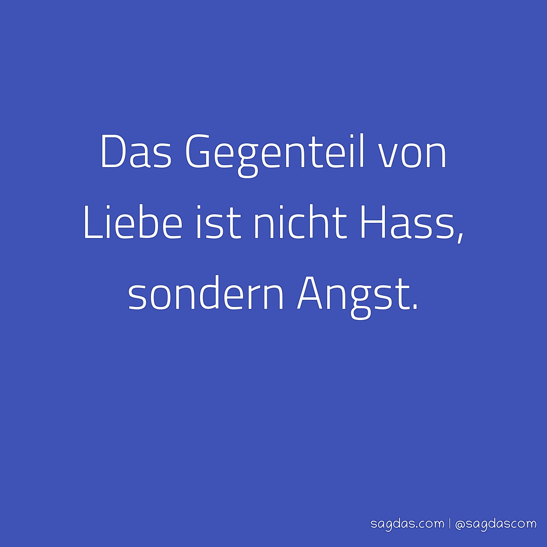 Spruch Das Gegenteil von Liebe ist nicht Hass, sondern sagdas