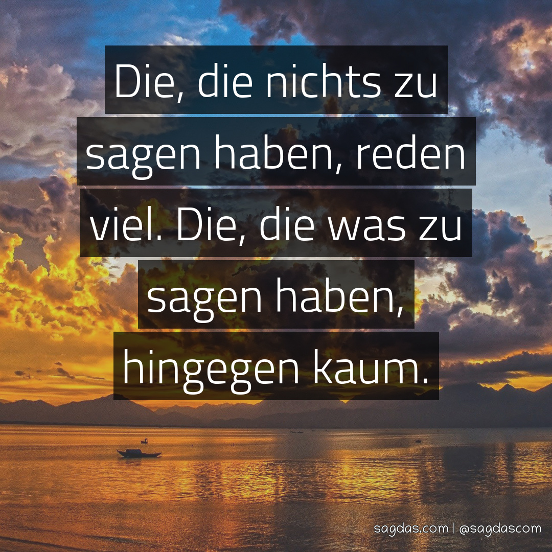 Spruch Die, die nichts zu sagen haben, reden viel. sagdas