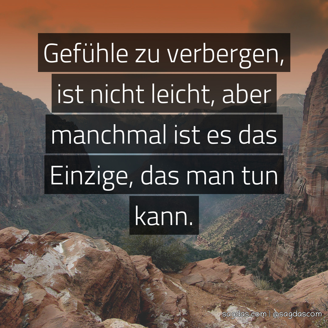 Spruch Gefühle zu verbergen, ist nicht leicht, aber sagdas