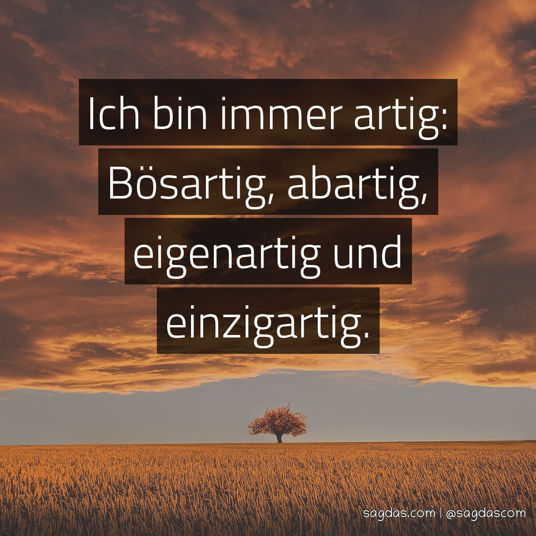 Spruch Ich bin immer artig Bösartig, abartig, sagdas