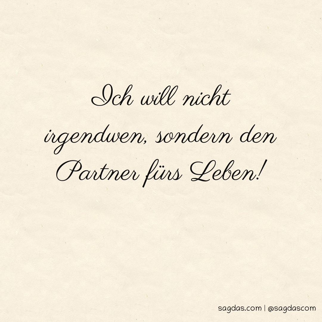 Spruch Ich will nicht irgendwen, sondern den Partner sagdas