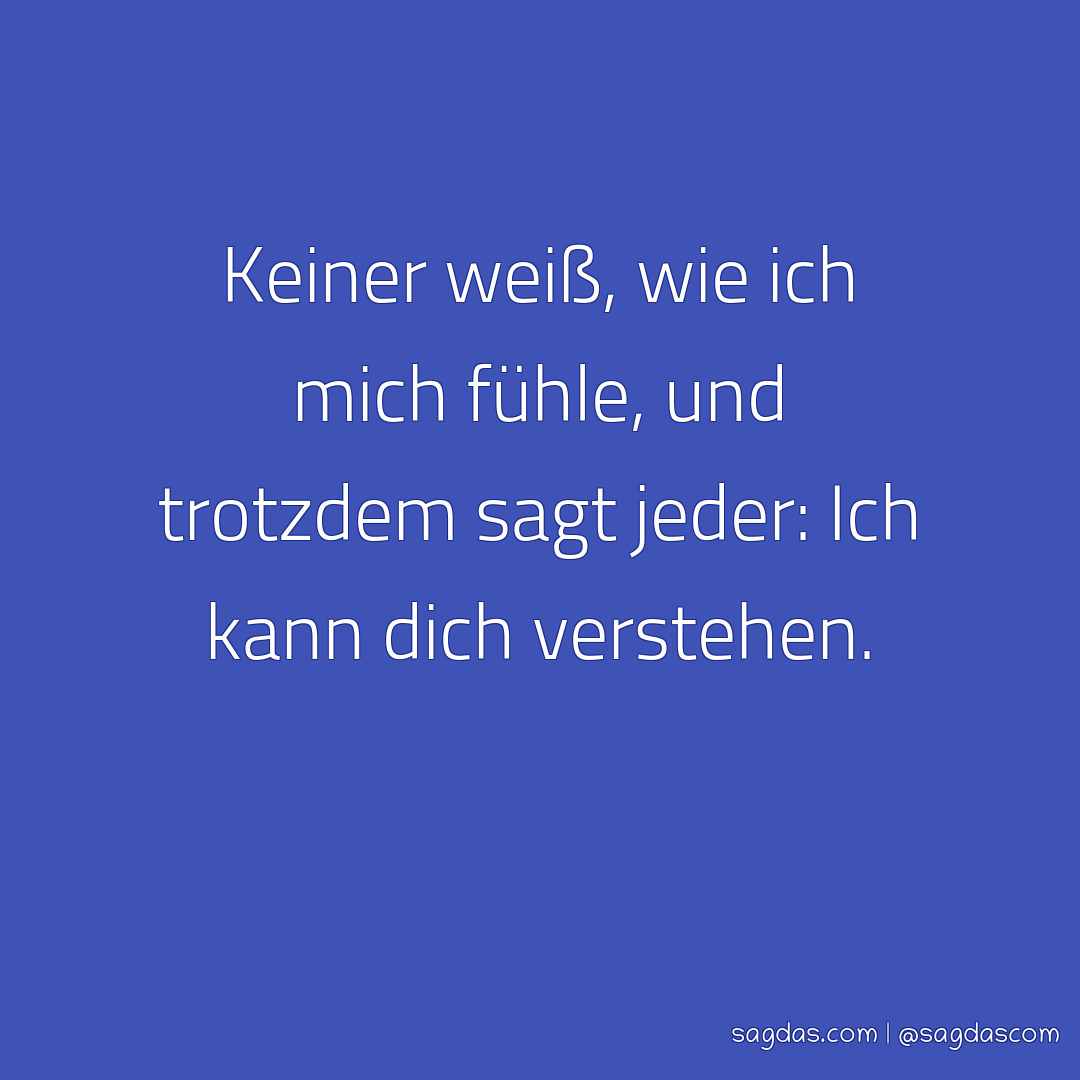 Spruch Keiner weiß, wie ich mich fühle, und trotzdem sagdas