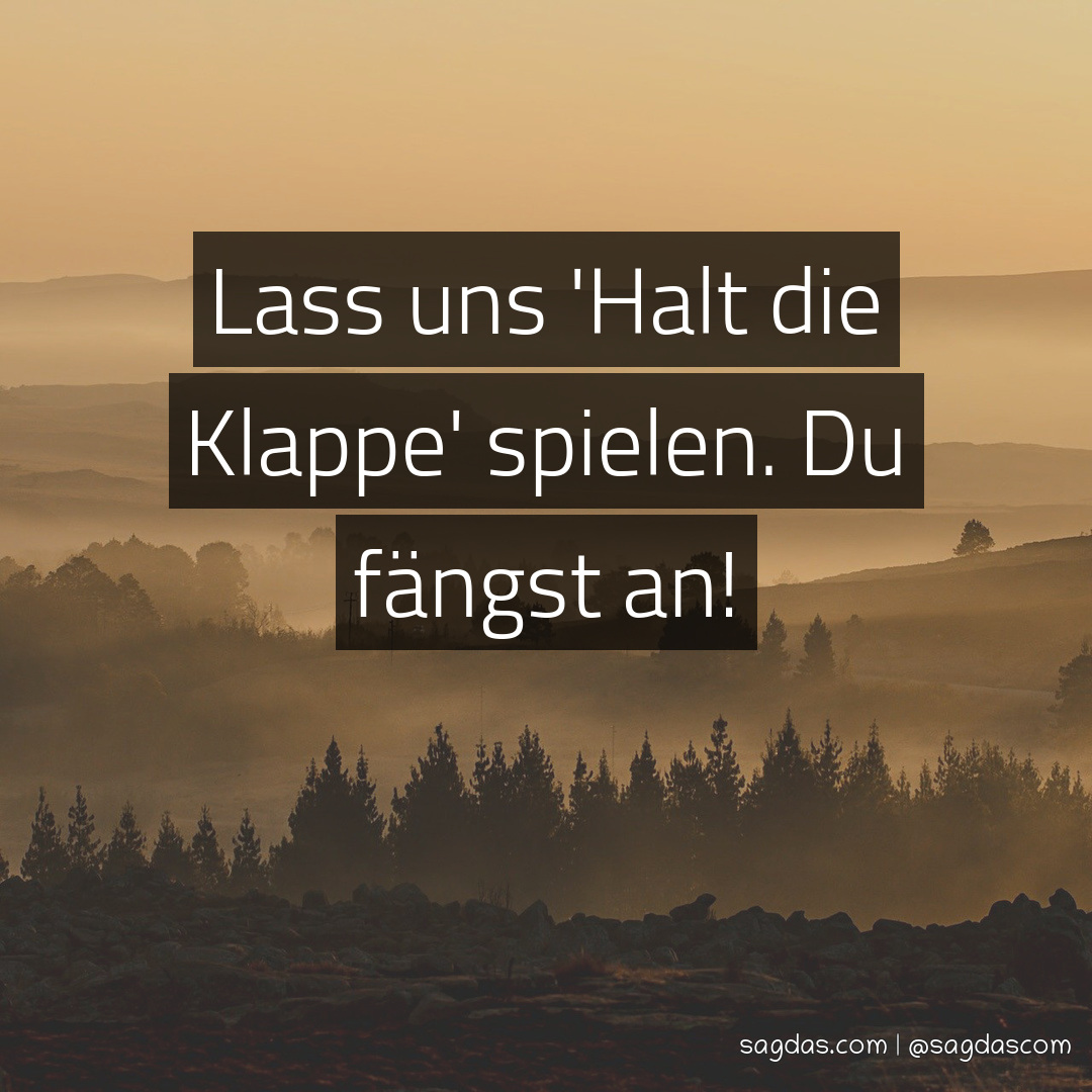 Spruch Lass uns 'Halt die Klappe' spielen. Du fängst sagdas