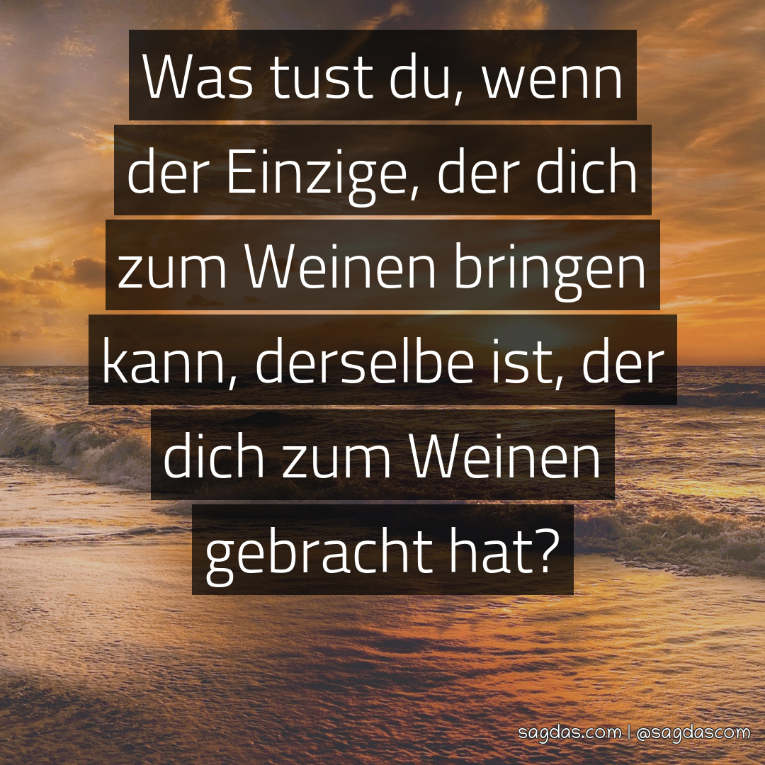 Spruch Was tust du, wenn der Einzige, der dich zum sagdas