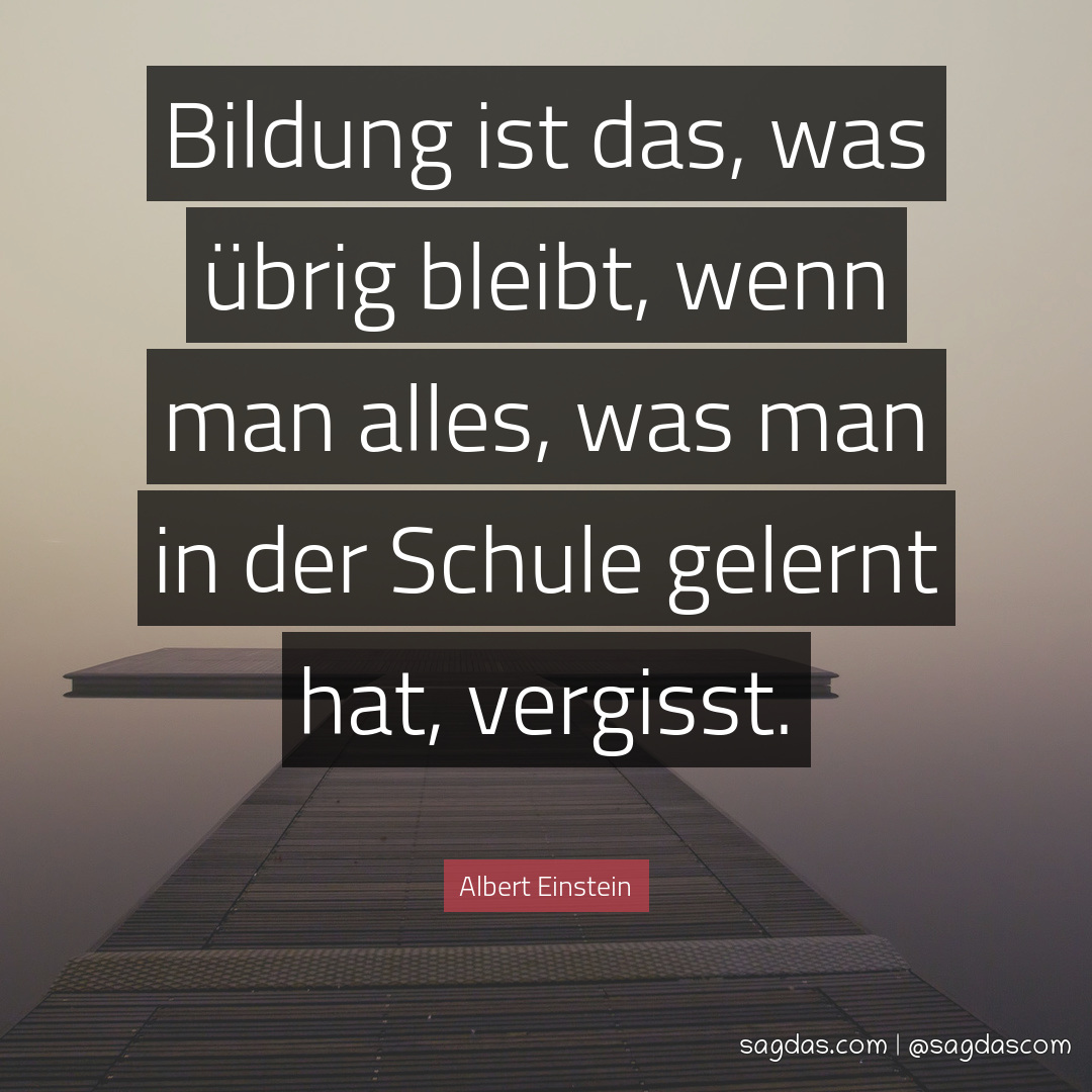 Albert Einstein Zitat Bildung ist das, was übrig sagdas