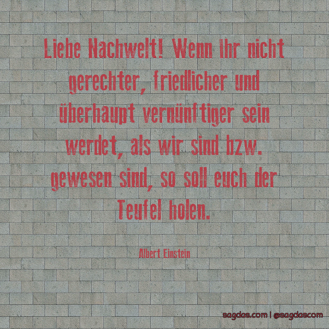 Albert Einstein Zitat Liebe Nachwelt! Wenn Ihr nicht sagdas