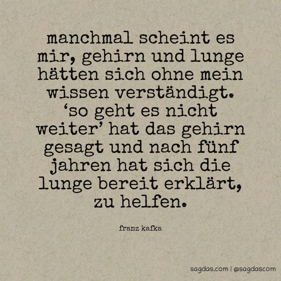 Franz Kafka Zitat Manchmal scheint es mir, Gehirn und sagdas
