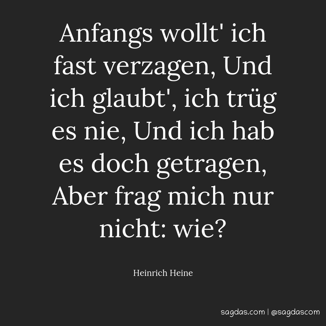 Heinrich Heine Zitat Anfangs wollt' ich fast verzagen, sagdas