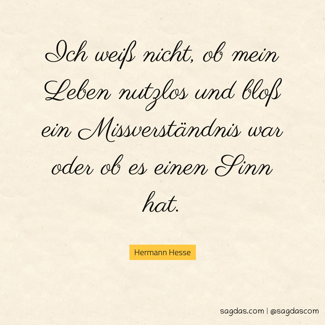 Hermann Hesse Zitat Ich weiß nicht, ob mein Leben sagdas