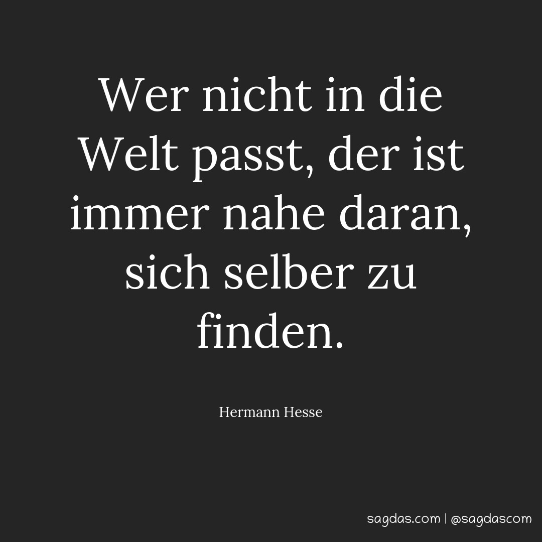 Hermann Hesse Zitat Wer nicht in die Welt passt, der sagdas