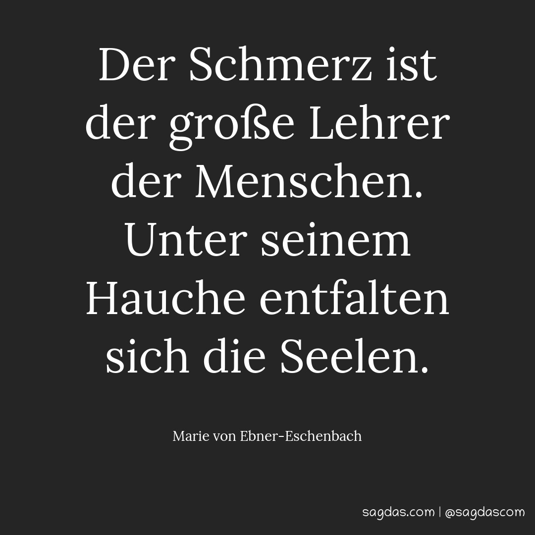 Marie von EbnerEschenbach Zitat Der Schmerz ist der sagdas
