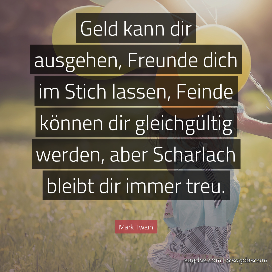 Mark Twain Zitat Geld kann dir ausgehen, Freunde dich sagdas