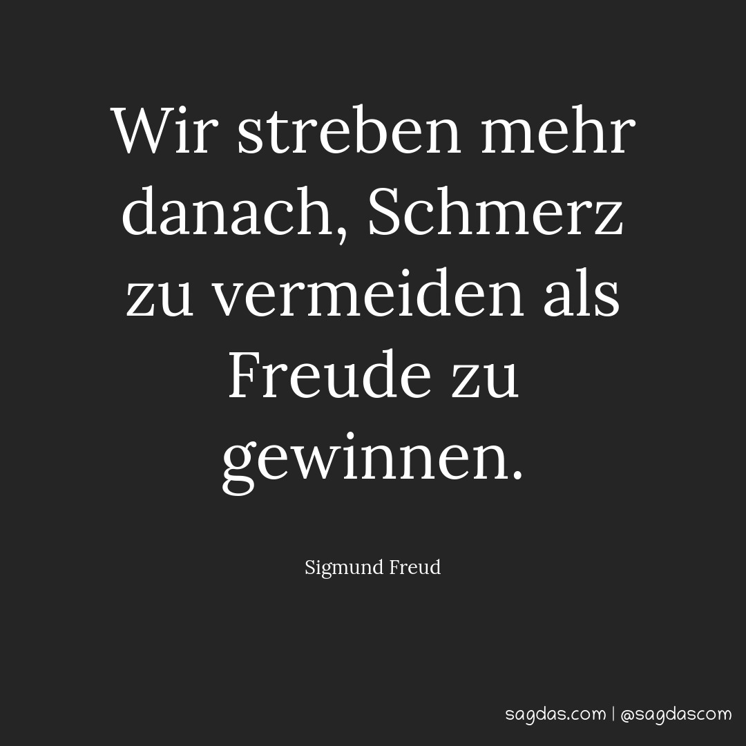 Sigmund Freud Zitat Wir streben mehr danach, Schmerz sagdas