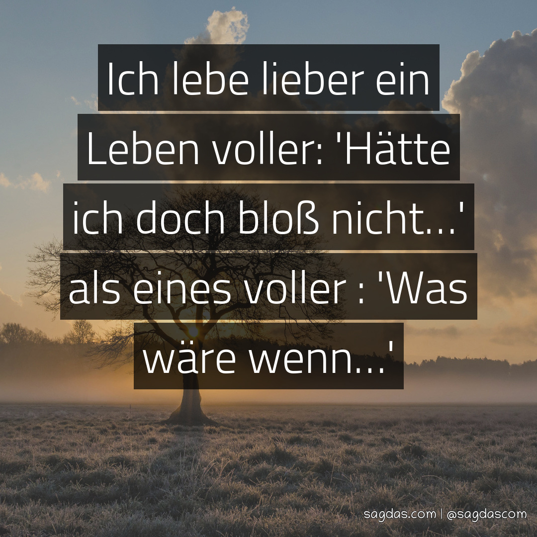 Spruch Ich lebe lieber ein Leben voller 'Hätte ich sagdas