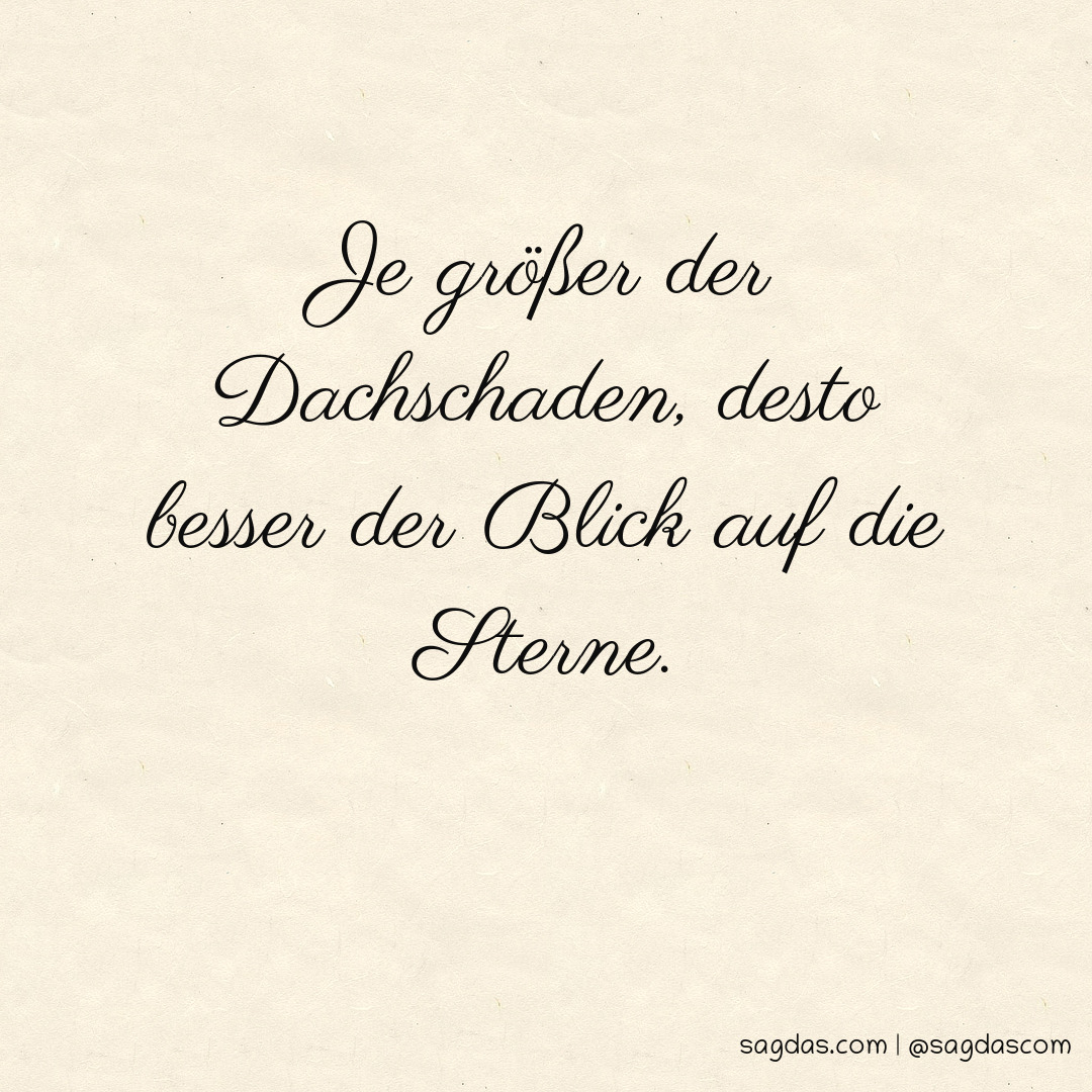 Spruch Je größer der Dachschaden, desto besser der sagdas