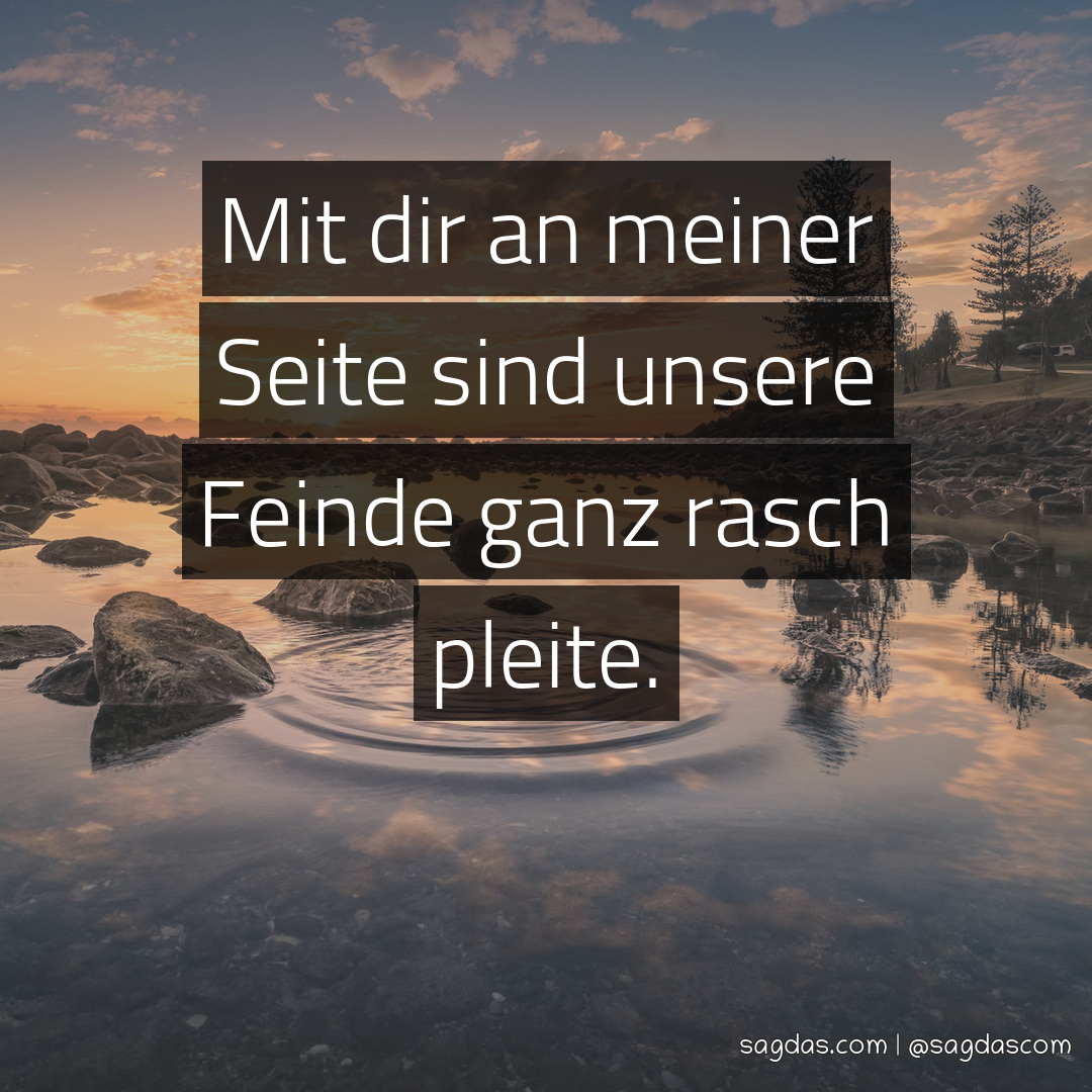 Spruch Mit dir an meiner Seite sind unsere Feinde ganz sagdas