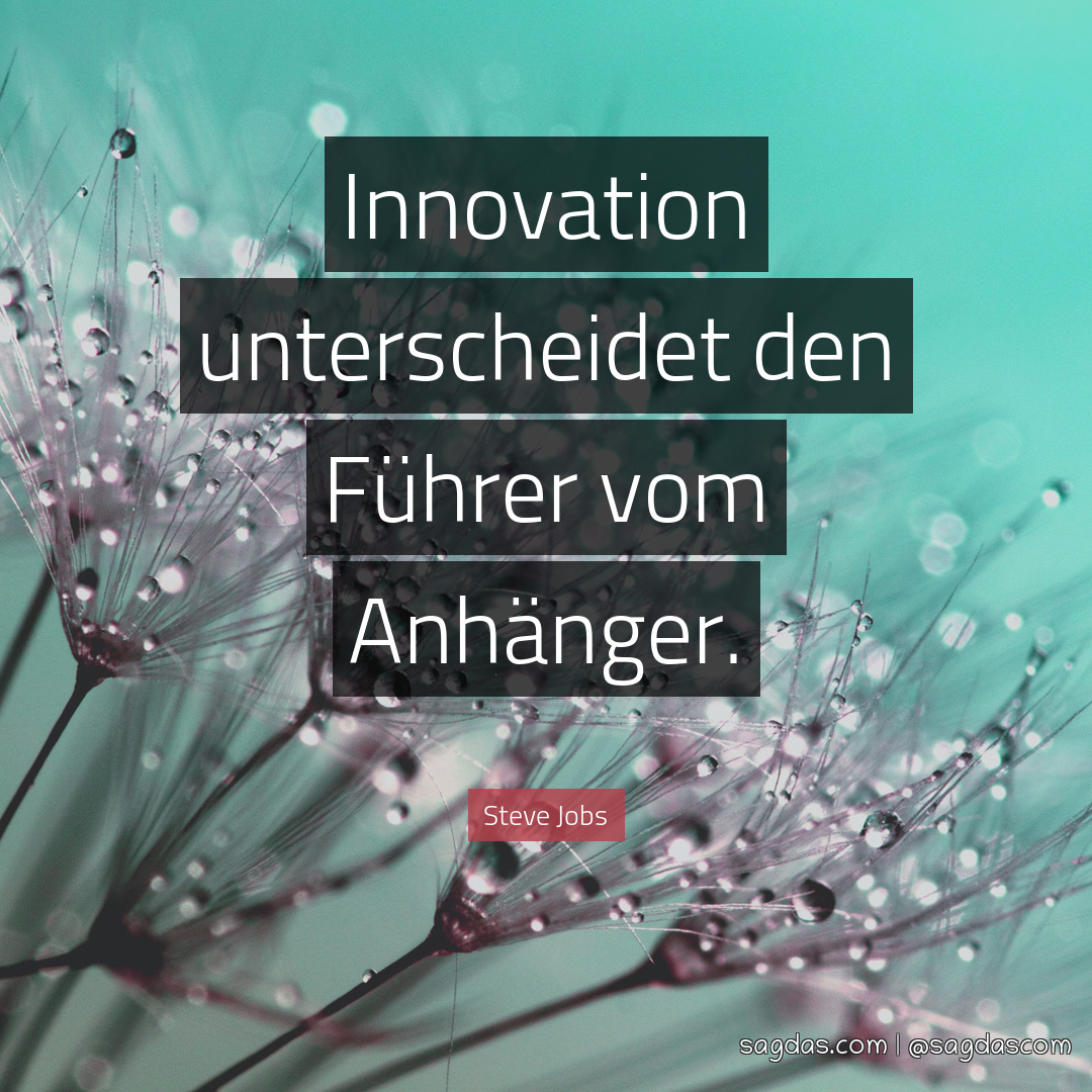 Innovation unterscheidet den Führer vom Anhänger.