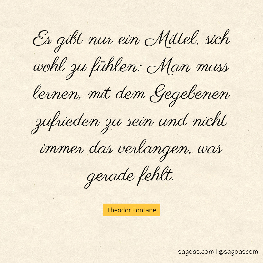 Theodor Fontane Zitat Es gibt nur ein Mittel, sich sagdas