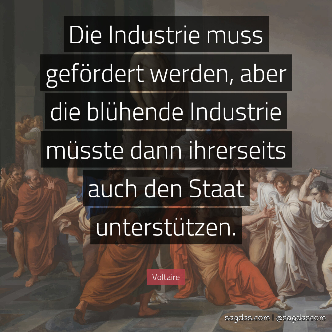 Die Industrie muss gefördert werden, aber die blühende Industrie müsste dann ihrerseits auch den Staat unterstützen.